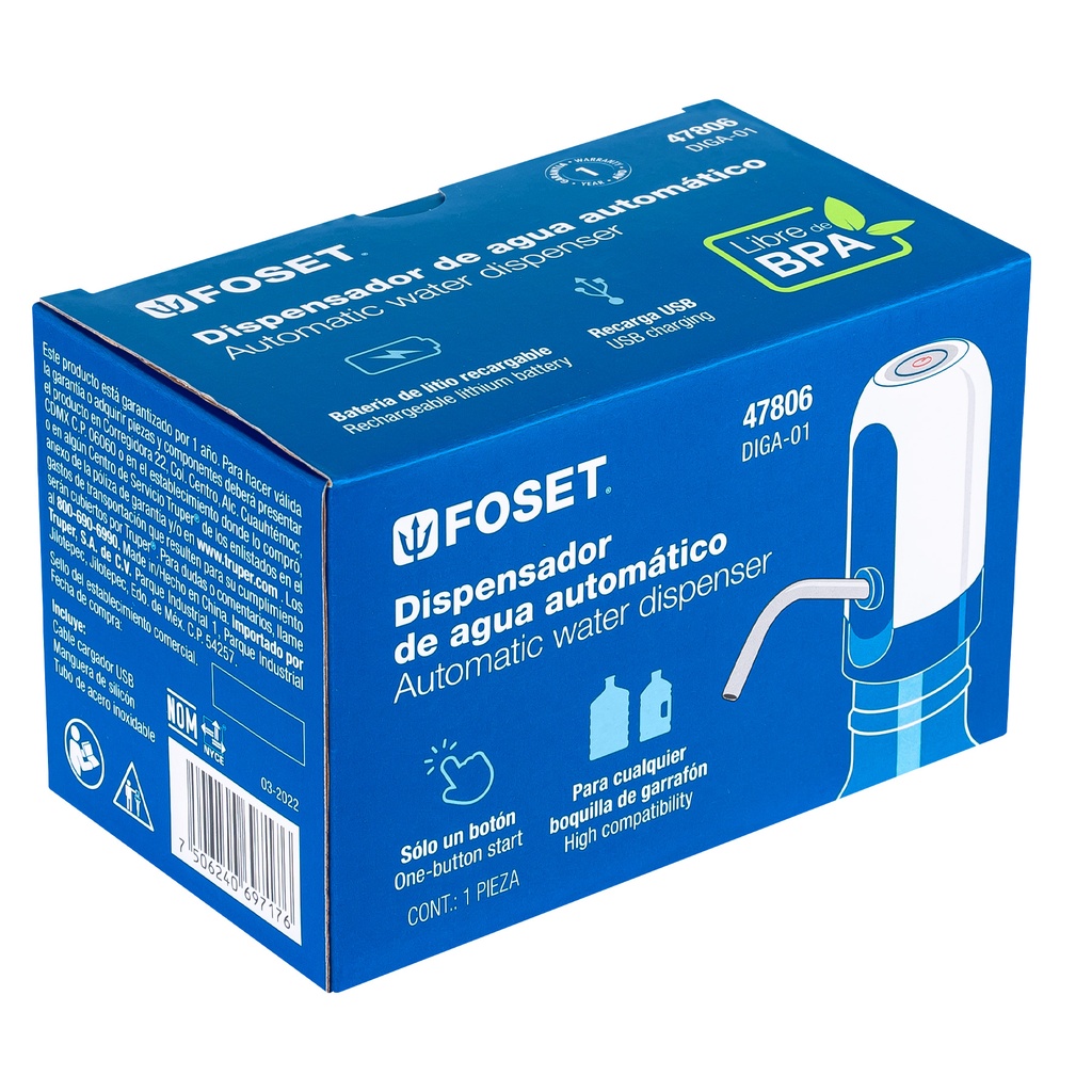 DISPENSADOR ELECTRICO DE AGUA P/GARRAFON FOSET